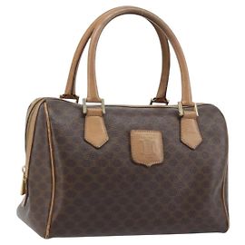 Céline Borsa a mano in tela Macadam CELINE in pelle PVC marrone oro Auth YKZ044
