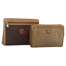 Céline Clutch in tela Macadam CELINE PVC 2 pezzi Marrone Beige Auth 174311