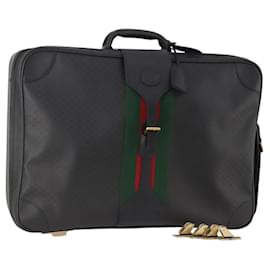 Baule Sherry Line in tela Micro GG di GUCCI Nero Oro Auth AMZ086