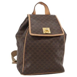 Céline Zaino in tela Macadam CELINE in pelle PVC marrone oro Auth ARZ862