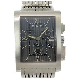 Relógio cronógrafo em aço inoxidável Gucci G-Metro 8600M com movimento quartzo