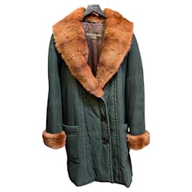 Manteau en fourrure kaki et marron Yves Saint Laurent