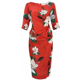 Abito Vivienne Westwood Rosso con Stampa Floreale in Seta e Viscosa