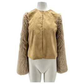 Autre Marque Wildleder- und Pelzjacke