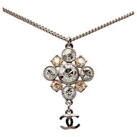 Collana Pendente CC Strass in Ottone Argento Chanel