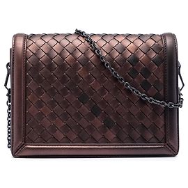 Bottega Veneta Montebello Umhängetasche aus braunem Nappa Intrecciato