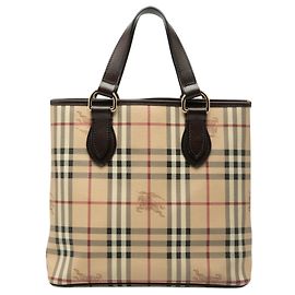 Beige Haymarket Check beschichtete Canvas Tote von Burberry