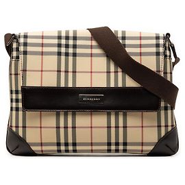 Beige Burberry Haus-Check Canvas Umhängetasche