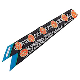 Lenço de seda Twilly Lift Profile preto Hermès