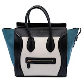 Celine Mini Reisetasche in Weißem Tricolor-Canvas und Leder - Céline