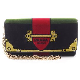 Prada VELLUTO RICAMO Bi-fold Long Wallet