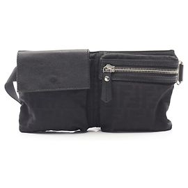 Borsa a tracolla Fendi Zucca nera in pelle e nylon