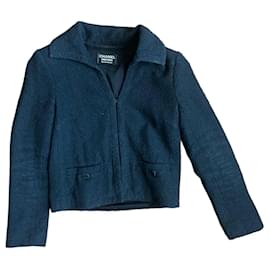 Chanel uniform jacket with camellia and hanger included Black Navy