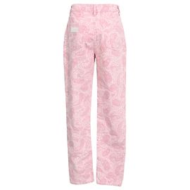 Ganni Paisley-Print High-Rise Jeans aus rosa Baumwolle