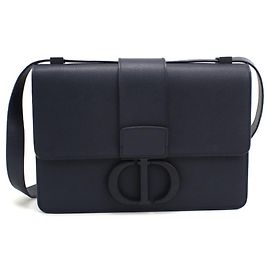 Borsa a spalla in pelle di vitello blu navy Christian Dior