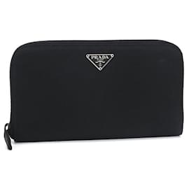Prada Schwarze Nylon Lange Geldbörse