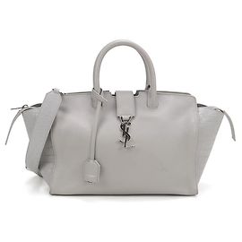 Bolso de mano de piel de ternera gris Saint Laurent