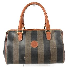 Borsa a mano Boston mini in noce pecan vintage Fendi