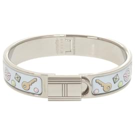Hermes Light Blue and Silver Metal Bangle - Hermès