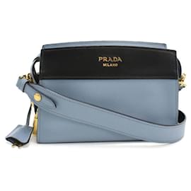 Borsa a spalla in pelle blu PRADA