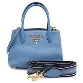 Borsa in pelle blu Prada