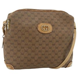 Gucci Bolso de Hombro Micro GG Supreme PVC Beige Oro 07 37 4916 Auth YKZ1534