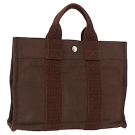 HERMES Borsa a Mano Her Line PM Tela Marrone Argento Auth 175534 - Hermès