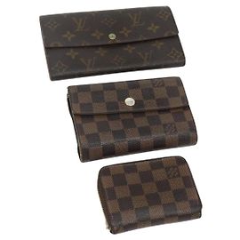 Portafoglio Monogram Damier Ebene 3 pezzi LOUIS VUITTON Auth 176526
