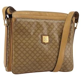 Céline CELINE Macadam Canvas Schultertasche PVC Beige Gold Auth YKZ1105
