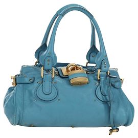 Chloé Borsa a mano Chloe Paddington in pelle blu oro argento autentica YKZ1547SAM