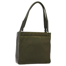 PRADA Borsa a mano in nylon khaki argento autentica 175268