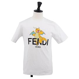 Camiseta de algodón FENDI x FRGMT x POKMON Dragonite XXS Blanca Auth 167234SM - Fendi