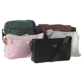 Borsa a Spalla PRADA Nylon 5 Set Verde Nero Rosa Auth 174956 - Prada