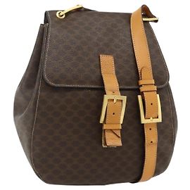 Céline Borsa a Spalla in Tela Macadam CELINE in Pelle PVC Marrone Oro Auth 175798