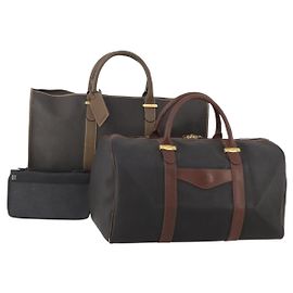 Alfred Dunhill Set di 3 borse in pelle Dunhill Boston nere Auth 174949