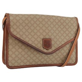 Céline Borsa a Spalla in Tela Macadam CELINE PVC Beige Oro Auth ka3864