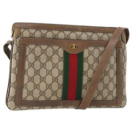 Borsa Sherry Line GG Supreme Web di GUCCI in PVC beige e oro 14 02 013 Auth INZ070