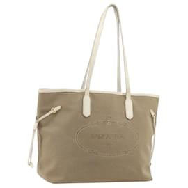 PRADA Tote Bag aus Canvas Beige Gold Auth ka3943