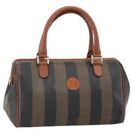 Borsa a mano in tela Pecan FENDI PVC nera e marrone Auth yk20326