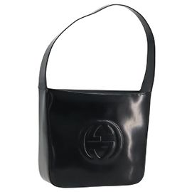 Borsa a Spalla GUCCI Pelle Verniciata Nera Argento 000 1046 0506 Auth 175203