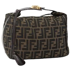 FENDI Borsa Vanity in Tela Zucca Marrone Nera Auth 175779 - Fendi