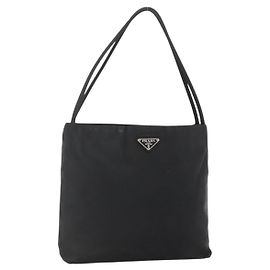PRADA Hand Bag Nylon Black Silver Auth 158483 Silvery ref  display picture 2