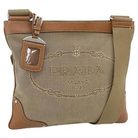Borsa a Spalla PRADA in Tela Beige Argento Autentica ka3997