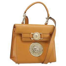 Borsa a Spalla Gianni Versace in Pelle 2 in 1 Marrone Oro Auth BA12090A