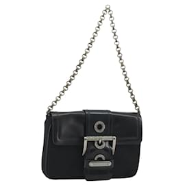 Borsa a Spalla con Catena PRADA in Nylon Marrone Argento Autentica 175639A