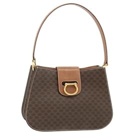 Céline Borsa a Spalla in Tela Macadam CELINE in Pelle PVC Marrone Oro Auth mr2359A