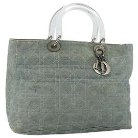 Borsa Canage Christian Dior in denim blu argento autentica 176133