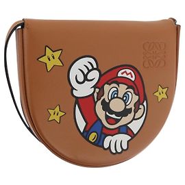 LOEWE - Super Mario Super Mario Heel Pouch aus braunem Leder Auth 167232SM