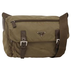 Borsa a Spalla PRADA Nylon Beige Argento Autentica 175788