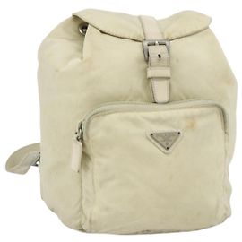 Mochila PRADA de nylon marfil plata auténtica 175828